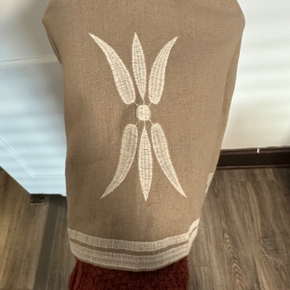 Zara Tan/Cream Embroidered Dress - Picture 6 of 9